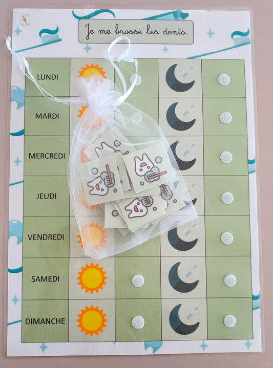 Tableau de motivation / apprentissage au brossage des dents